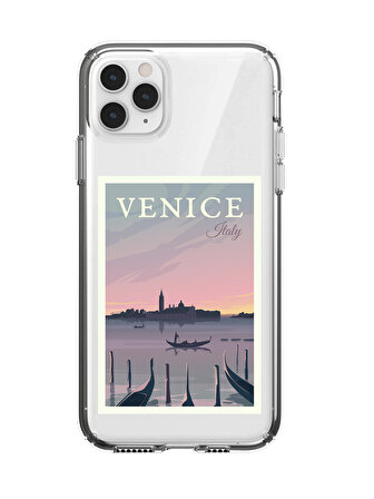 iPhone 11 Pro Venice İtaly Tasarımlı Şeffaf Telefon Kılıfı
