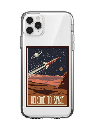 iPhone 11 Pro Welcome To Space Tasarımlı Şeffaf Telefon Kılıfı