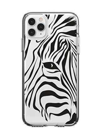 iPhone 11 Pro  Zebra Head Desenli Şeffaf Telefon Kılıfı