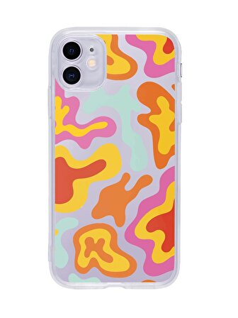 iPhone 11 Uyumlu Colourful Wave Tasarımlı Şeffaf Telefon Kılıfı