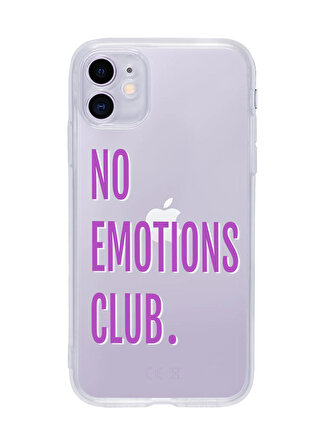 iPhone 11 No Emotions Club Desenli Şeffaf Telefon Kılıfı