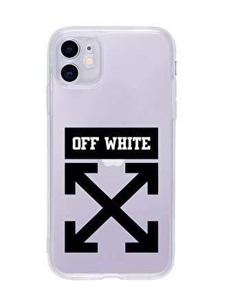iPhone 11  Off White Desenli Şeffaf Telefon Kılıfı