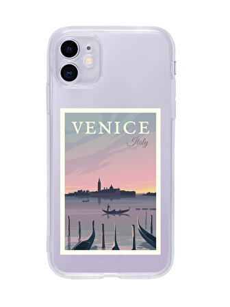 iPhone 11 Venice İtaly Tasarımlı Şeffaf Telefon Kılıfı