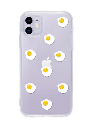 iPhone 11 Egg Stickers Tasarımlı Şeffaf Telefon Kılıfı
