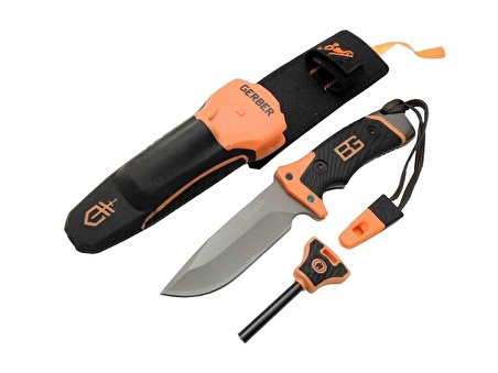 Gerber Bear 1112 A Taşlı Av / Survival Bıçak 20cm - Kılıflı, Düdüklü, Kıvılcım Çıkarıcı Aparat