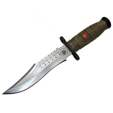 Halmak 1522 Haki Komando Bıçağı 30cm - Tırtıklı Sırt, Kılıflı