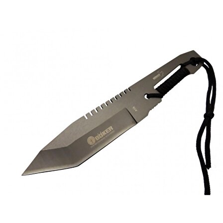 Böker A 13 Metal Outdoor Bıçak 23cm - İpli Sap, Tırtıklı Sırt, Kılıflı