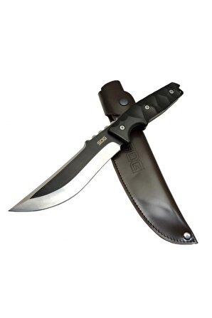 Sog Longhorn Fixed Jl 01ab Siyah Outdoor Bıçak 31,5cm - Plastik Sap, Deri Kılıf, Tırtıklı Sırt