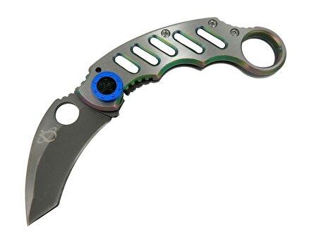 X05BL Gümüş Karambit 17 cm - Metal Saplı, Manuel