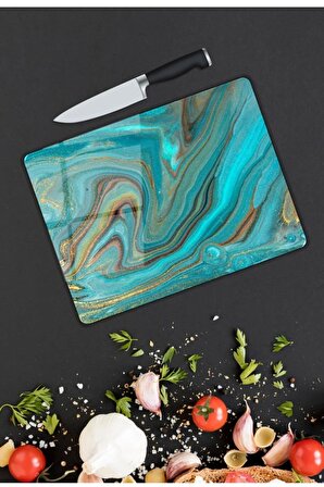 Renkli Tuval | Cam Kesme Tahtası |  25 x 35 cm