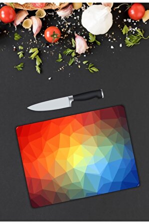 Renkli | Cam Kesme Tahtası |  25 x 35 cm