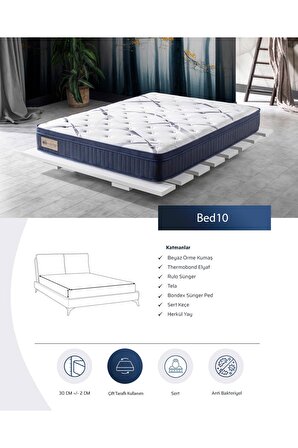 Bed10 3d Spacer Nefes Alabilen Hava Kanallı Antibakteriyel Kumaşlı Full Yaylı Ergonomik Yatak