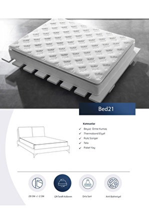 Bed21 Paket Yaylı, Ekstra Pedli Comfort Yatak