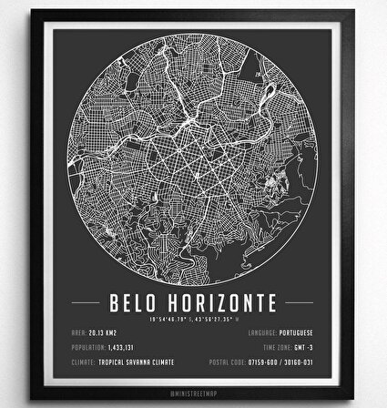 Belo Horizonte 50x70 cm Harita Poster