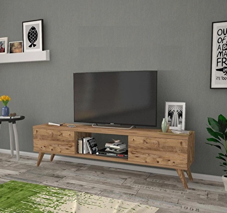 Wood Ahşap Ayaklı Atlantik Çam 160 Cm Tv Ünitesi