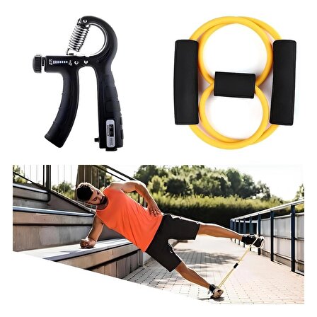 (S2)Spor Seti,El Yayı 5-60 Kg.Ayarlanabilir  Bilek Kas Güçlendirici, Pilates Jimnastik Egzersiz Bant
