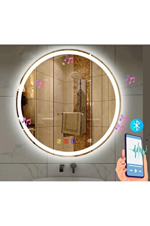 80 Cm Bluetoothlu Dokunmatik Tuşlu Buğulanmayan Ledli Yuvarlak Ayna Banyo Aynası