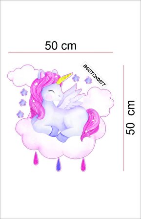 Bizerk Görsel Bulut Tek Boynuzlu At Unicorn Çocuk/Bebek Odası Kreş Anaokulu Duvar Sticker