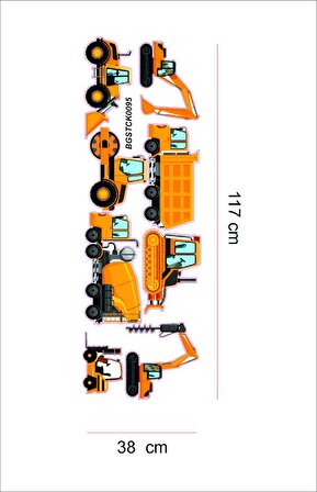 Bizerk Görsel Eğitici İş Makinesi Kamyon Vinç Traktör Bebek/Çocuk Odası Duvar Kapı Cam Sticker Seti