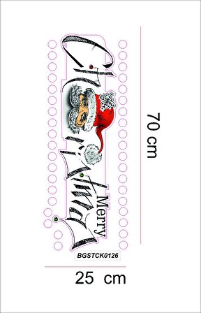 Bizerk Görsel Merry Chrismas Noelbaba Yeniyıl Yılbaşı Çocuk/Bebek Odası Anaokulu Duvar Kapı Cam Sticker