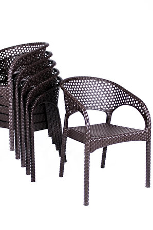 BAHEX DEFNE CAMSIZ ALTILI RATTAN MASA TAKIMI, 90x150CM,KAHVERENGİ