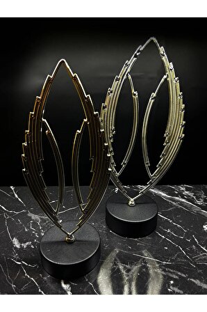 Gümüş Ince Elips Eksen 2'li Metal Ithal Kaplama Biblo, Ev, Ofis Dekoratif Obje, Dresuar, Orta Masa