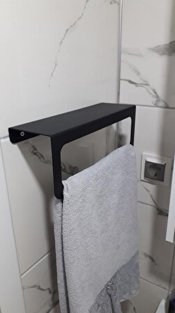 30 cm siyah Havlu Tutacağı Raf Metal Havlu Askısı Mutfak Banyo Raflı Havluluk Metal Raflı Havluluk