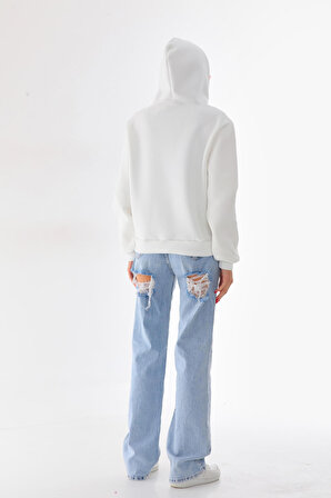 Oversize Barbie Baskılı Kapüşonlu Kalın Pamuklu Sweatshirt 