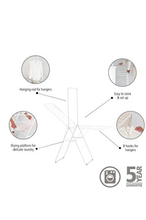 Beyaz Ekstra Askılıklı Çamaşır Kurutma Askısı-2.5 Metre Bkmdizayn