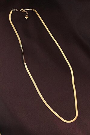 Kadın Kolye, Paslanmaz Çelikten İmal Edilmiş, 60 cm Uzunlukta, Altın Renkli, İtalyan Zincir Model