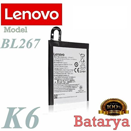 Lenovo K6 Batarya Lenovo BL267 Uyumlu Yedek Batarya