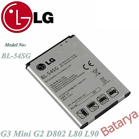 LG G3 Mini Batarya LG BL-54SG G2 D802 L80 L90 Uyumlu Yedek Batarya