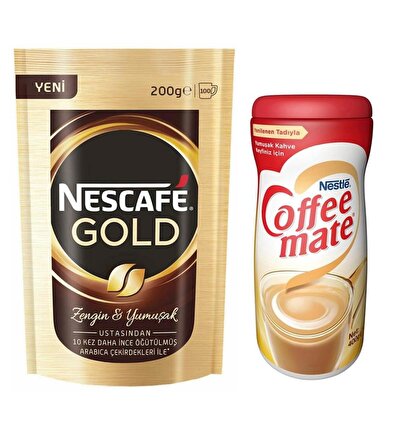 Nescafe Gold 200 gr Hazır Kahve + Nestle Coffee Mate 400 gr Süt Tozu