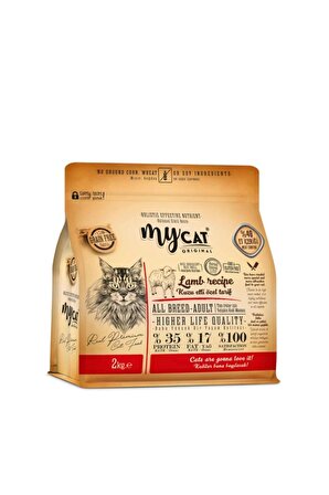 Mycat Low Grain Kuzu Etli All Breed-tüm Irklar Için Kedi Maması (2kg)
