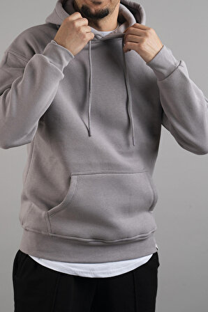 Erkek Kapüşonlu Basic Sweatshirt