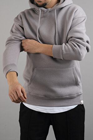 Erkek Kapüşonlu Basic Sweatshirt