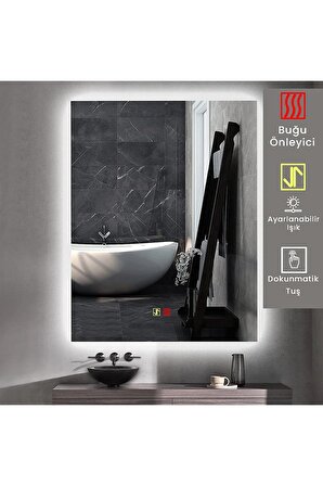 60x80(h) cm Buğu Çözücülü Dokunmatik Işıklı Ledli Banyo Aynası