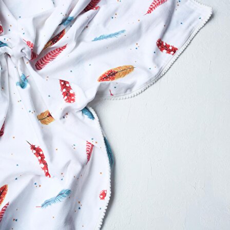 Tüy desenli pazen bebek battaniyesi, 110x110 cm  Kırmızı