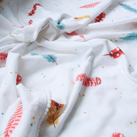 Tüy desenli pazen bebek battaniyesi, 110x110 cm  Kırmızı