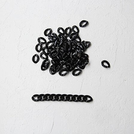 Siyah akrilik zincir halkası, 100 gram