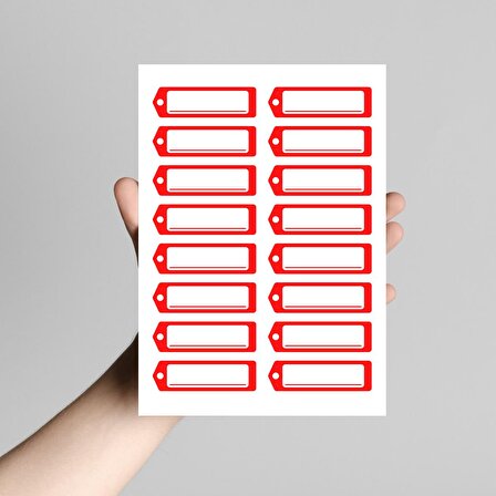 Kırmızı isimlikli okul etiketi  stickerı, 6.25x2 cm (10 sayfa)