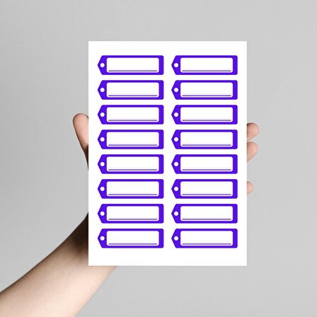 Koyu mor isimlikli okul etiketi  stickerı, 6.25x2 cm (10 sayfa)