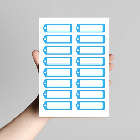 Mavi isimlikli okul etiketi  stickerı, 6.25x2 cm (2 sayfa)