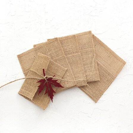 Keçe yapraklı minik jüt zarf, 7x10 cm  Bordo (5 adet)
