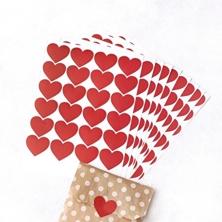Kırmızı kalp sticker, 3.2 cm  10 sayfa