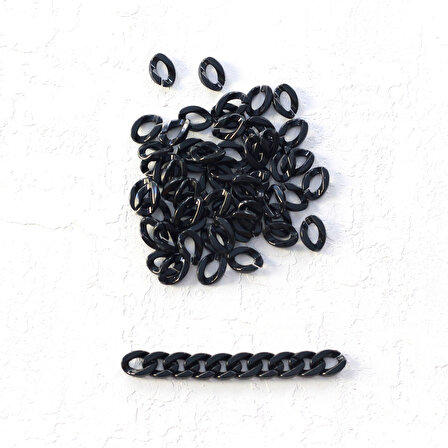 Siyah akrilik zincir halkası, 1.5x2.5 cm   100 gram
