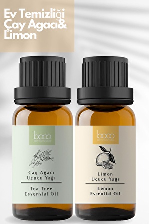 2li Avantajlı Paket Ev temizliği Çay Ağacı Yağı & Limon %100 Saf Uçucu Yağı  (10 ml + 10 ml)