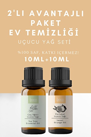 2li Avantajlı Paket Ev Temizliği Çay Ağacı Yağı & Portakal %100 Saf Uçucu Yağı (10 ml + 10 ml)