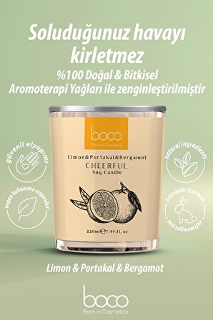 Boco Nature Cheerful - Vegan Aromaterapi Soya Mumu (Limon-Portakal-Bergamot)