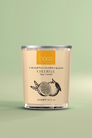 Boco Nature Cheerful - Vegan Aromaterapi Soya Mumu (Limon-Portakal-Bergamot)